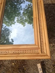 Boho VTG RARE! BAMBOO & CANE Framed Mirror 21X30 frame – 12×21 glass UNUSED (??)