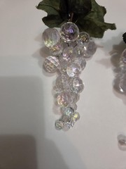 Iridescent Clear Plastic Grape Cluster Picks Set Of 3 Beaded Ornament Decor