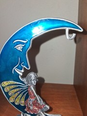 Spoontiques Medium Size Pewter Celestial Blue Crescent Moon Figurine