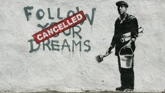 BANKSY “Follow Your Dreams CANCEL” Reproduction on Canvas Ready To Hang 18 X 26