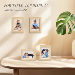 3.5×5 Picture Frame Natural, Solid Wood Frames with Plexiglass for Table Top …
