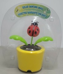 Solar DANCING LADYBUG Yellow Flower Pot TOY Sunlight Powered Dancer BOBBLE HEAD