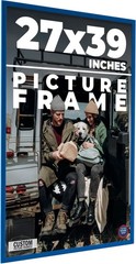 27×39 Frame Blue Solid Wood Picture Frame Width 0.75 Inches | Interior Frame Dep