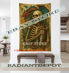 retro grim skeleton tapestry gothic fantasy poster wall 39X59 in