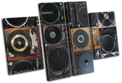 Urban Turntabler DJ Vinyl Deck Musical MULTI CANVAS WALL ART Picture Print