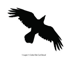 Wildlife – Birds – Soaring Raven/Crow/Corvid – 6Yrs Outdoor Vinyl DieCut Sticker