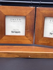 Pier 1 Imports Triple 3×3 Photo Black Metal & Hanging Wood Frames Arched Curved