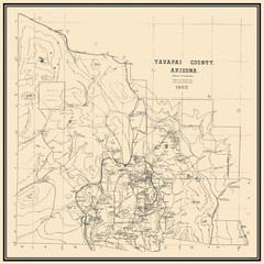 Historic County Map – Yavapai County Arizona – Haggott 1903 – Vintage Wall Art
