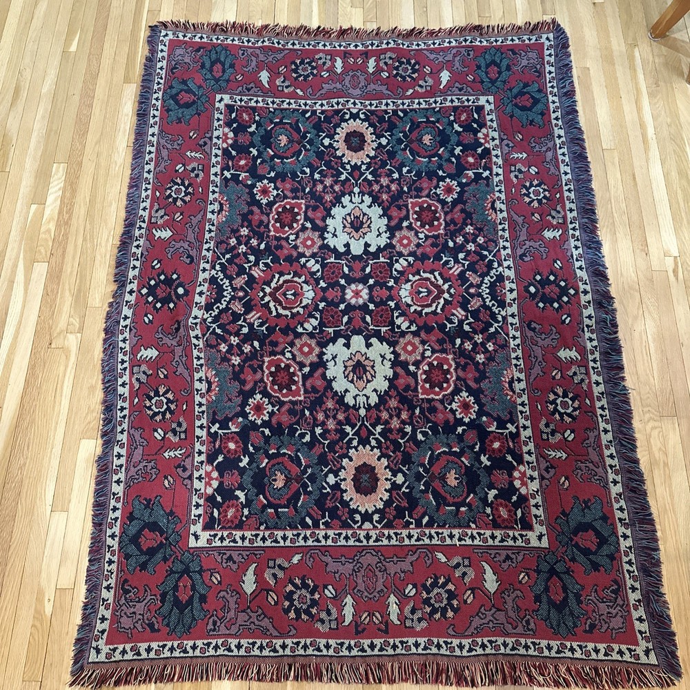 Blanket/Throw Goodwin Weavers 100% Cotton USA Williamsburg 50×68 Inches