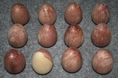 #244-12 TWELVE FRESH SCENTED WOOD CEDAR EGGS 2-1/8 INCHES LONG