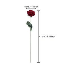 Red Roses Artificial Flowers Wool Crochet Flowers DIY Hand-Knitted Fake Flowers