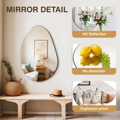 Fictor Irregular Asymmetrical Wall Mirror 32 X 21 Modern Decorative Mirror For