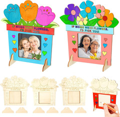 6 Pcs Mother’s Day Wood Picture Frames Color Your Own Mother’s Day Crafts DIY Co