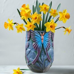 Ceramic Flowerpot– Oval Thick Rough Dark Green Flower Pot with Perforated Dra…