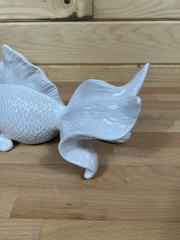 Off White Glazed Statue Table Decor Koi White Ceramic Fish