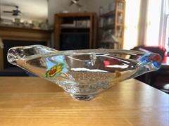 Handmade Glass Bowl From Italy 8 1/2” x 8 1/2” x 8 1/2” , 4 Inches Tall.