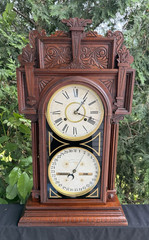 1912 Waterbury Calendar #43 Double Dial Mantle Clock – SEE VIDEO – ALL ORIGINAL