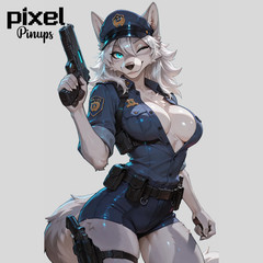 Skady Sexy Police Wolf Girl 5.1″ Vinyl Sticker | Thick Furry Waifu