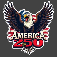 America 250 Eagle Sticker Vinyl Decal Patriotic Shield USA Freedom Graphic