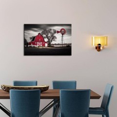 12×16 Red Barn & Windmill Artwork – Rustic Farmhouse Canvas for Any Room