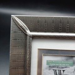 Ornate Brushed Pewter Photo Picture Frame – 3.5×5 Matte Silver Grey Etched Metal