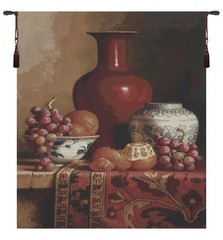 Crimson Still Life North American Made Decorative Woven Tapestry Wallhanging
