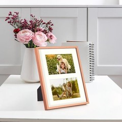 3 Pack 4×6 Rose Gold Aluminum Collage Frame 2 Opening for 6×4 Photo Real Glass