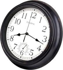 12 Inch Retro Indoor Outdoor Clocks Waterproof with Thermometer Easy to Read Sil
