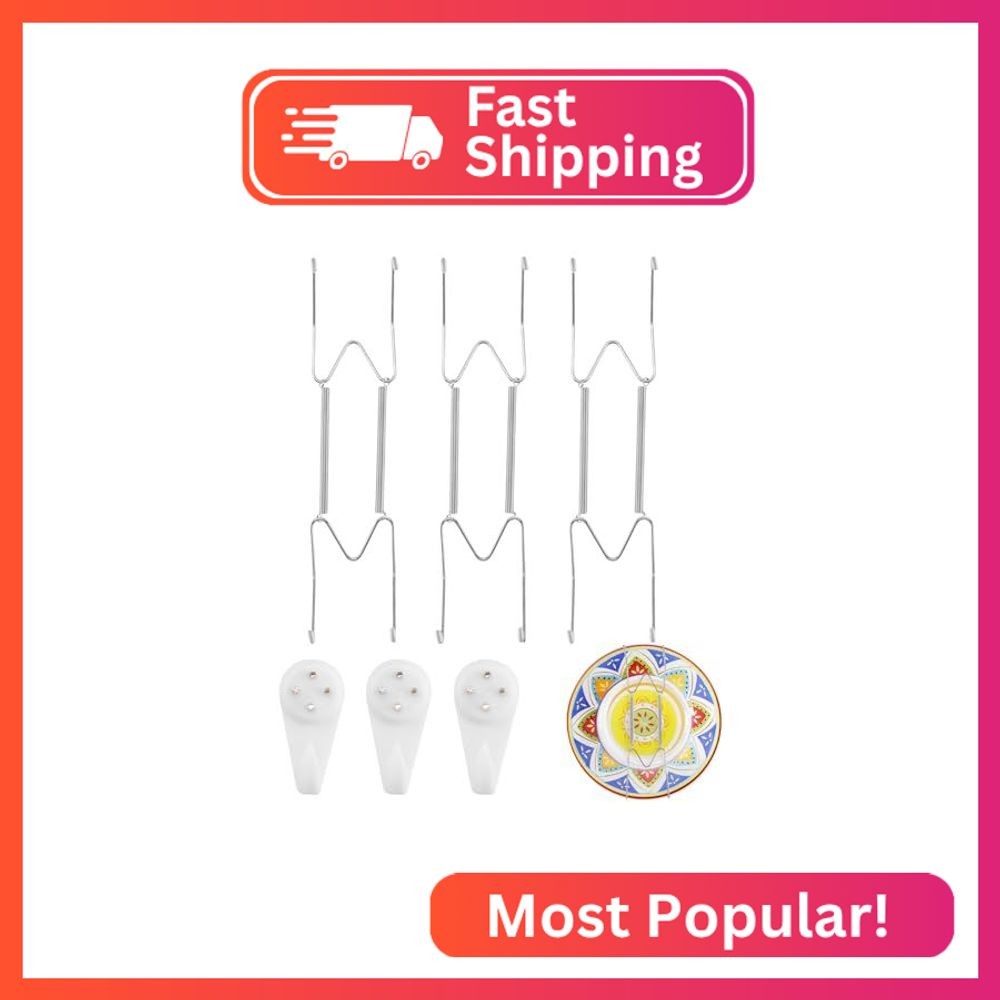 3 Pack Plate Hangers for Wall, Suitable for 9-12 inch Art Plate, Stainless Steel