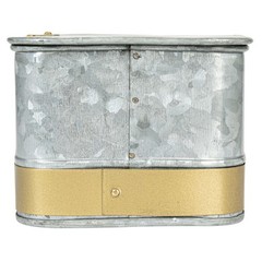 Creative Co-Op Nestable Rectangular Metal Storage Boxes Hasp Lock Silver Set Of