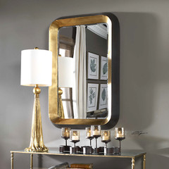 Uttermost 09301 Niva Metallic Gold Black Wall Mirror Bold Modern Beveled 42in