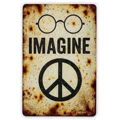 Vintage Peace Sign Tin Wall Decor, Iron