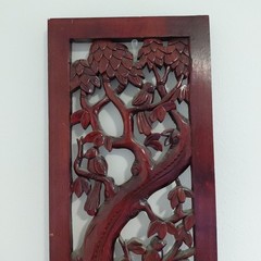 Rustic Home Decor Floral Wood Carved Wall Panel Asian Wood Wall Decor Plaque