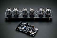 IN-4 Nixie Tubes Clock BLACK board with Sockets Temp F/C 12/24H on Acrylic Stand