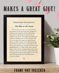 Theodore Roosevelt – The Man In The Arena – 11×14 Unframed Typography Book Page