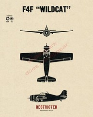 WWII USA Grumman F4F Wildcat Fighter Aircraft Recognition Poster V-1