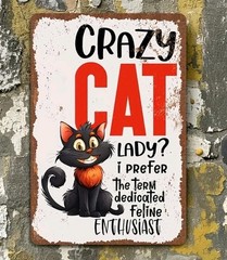 Crazy Cat Lady Metal Sign 8×12 Funny Feline Enthusiast Vintage Wall Decor