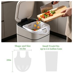 2 Gallon Small Trash Bags with-Handles – Bathroom Mini Garbage Bag White Unsc…