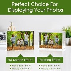 3 Pack Acrylic Picture Photo Frame Magnetic 5×7″ Clear Free standing 5×7 Inch