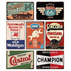 7 Pcs Vintage Metal Tin Signs Retro Garage Signs For Men Wall Decorations Old…