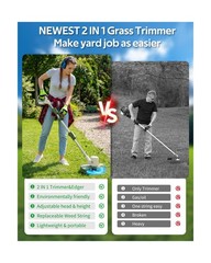 Cordless String Trimmer Battery Powered, 21V 2-in-1 Weed Wacker and Edger wit…