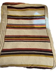 VTG Aztec Southwest Afghan Blanket Knitted Tan Beige Reversible Woven 78 X 56”