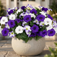 Artificial Flowers Plants for Outdoors, 4 Bundles UV Resistant Fake Faux Petunia