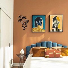 Africa Map 9.76″ wide, 11.8″ long Metal Wall Decor African Animals Wall Art C…