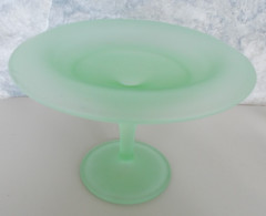 5″ Vintage Satin Frosted Green Pedestal Candy Dish B
