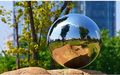 25 Cm/10 Inch Diameter Gazing Globe Mirror Ball,Silver Stainless Steel Polished