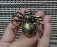 Vintage Solid Brass Spider Figurine Sculpture Paperweight for Home Decor