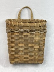 Vintage Woven Wall Pocket Basket Handled Wicker Storage Rustic Decor