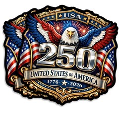 USA 250th Anniversary Vinyl Sticker 2-Pack 5 Inch Patriotic Commemorative