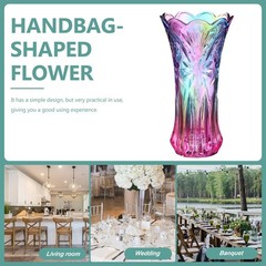 Multicolor Clear Glass Vases Wide Mouth Gradient Flower Vase for Bookshelf Di…